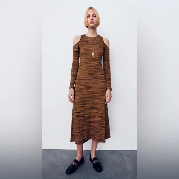 strapless open back dress Long Knitted Dress | Turtleneck | Ribbed knit | Jumper dress main image 1